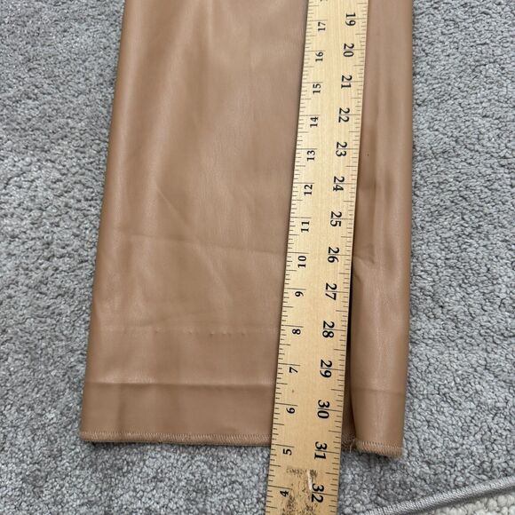 Alexia Admor Faux Leather Trouser Pants Women 9 Tan Camel Straight Leg High Rise - Picture 12 of 16